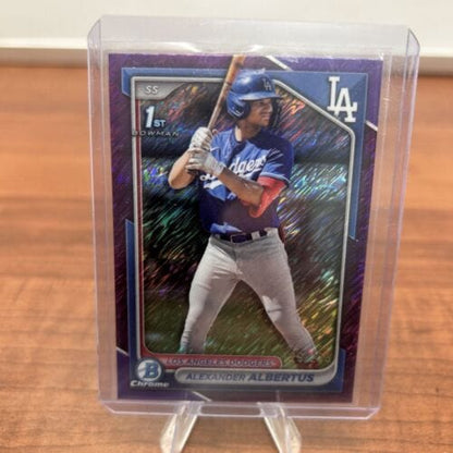 Cheap Sneaks Footwear/Sports Cards Baseball Card 2024 Bowman Chrome Alexander Albertus /250 1st Purple Shimmer Refracto