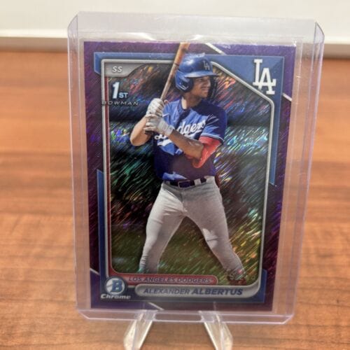Cheap Sneaks Footwear/Sports Cards Baseball Card 2024 Bowman Chrome Alexander Albertus /250 1st Purple Shimmer Refracto