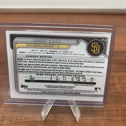 Cheap Sneaks Footwear/Sports Cards Baseball Card 2024 Bowman Chrome Prospect 1st Auto Adler Cecil #CPA-CA San Diego Pad