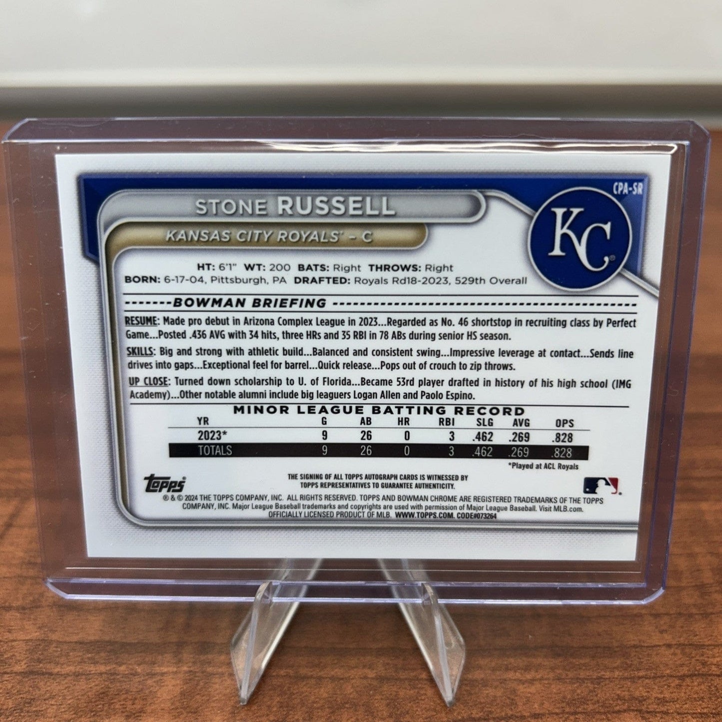 Cheap Sneaks Footwear/Sports Cards Baseball Card 2024 Bowman Chrome Stone Russell Prospect Auto 1st Bowman #CPA-SR Roya