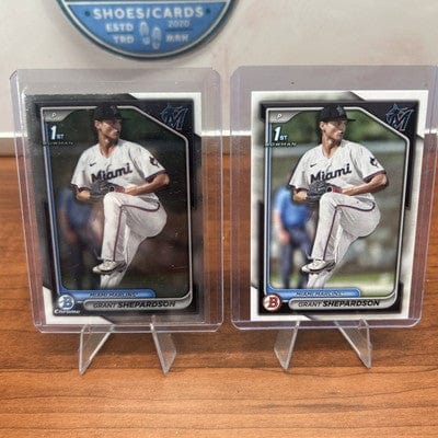 Cheap Sneaks Footwear/Sports Cards Baseball Card 2024 Bowman Draft Grant Shepardson BDC-130 1ST Bowman Base Chrome Miam