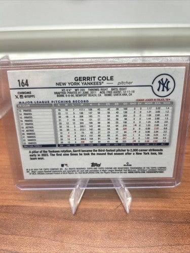 Cheap Sneaks Footwear/Sports Cards Baseball Card 2024 Topps Chrome #164 Gerrit Cole New York Yankees