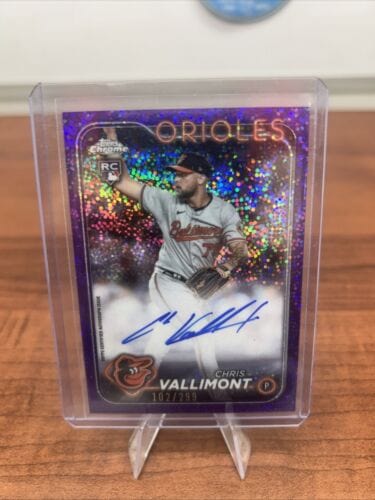 Cheap Sneaks Footwear/Sports Cards Baseball Card 2024 Topps Chrome Chris Vallimont Auto #RA-CV Purple Speckle Refractor