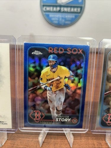 Cheap Sneaks Footwear/Sports Cards Baseball Card 2024 Topps Chrome Trevor Story #279 Blue Refractor $131/150 Boston Red