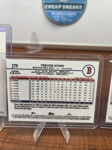 Cheap Sneaks Footwear/Sports Cards Baseball Card 2024 Topps Chrome Trevor Story #279 Blue Refractor $131/150 Boston Red