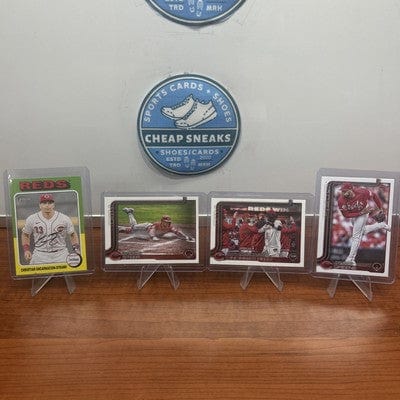 Cheap Sneaks Footwear/Sports Cards Baseball Card 2025 Topps Series 1 Reds Lot,24 Topps Heritage #182 Strand RC, Spencer