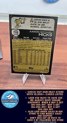 Cheap Sneaks Footwear/Sports Cards Baseball Card Aaron Hicks 2022 Topps Heritage #715 New York Yankees