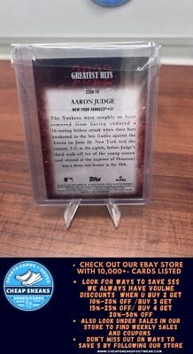 Cheap Sneaks Footwear/Sports Cards Baseball Card Aaron Judge 2023 Topps 2022 Greatest Hits #22GH-14 New York Yankees