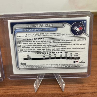 Cheap Sneaks Footwear/Sports Cards Baseball Card Aaron Parker 2024 Bowman Draft Chrome 1st Bowman #BDC-160 Blue Jays +