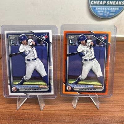 Cheap Sneaks Footwear/Sports Cards Baseball Card Aaron Parker 2024 Bowman Draft Orange Parallel /25 #BD-160 + Base Blue
