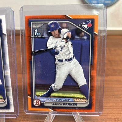 Cheap Sneaks Footwear/Sports Cards Baseball Card Aaron Parker 2024 Bowman Draft Orange Parallel /25 #BD-160 + Base Blue
