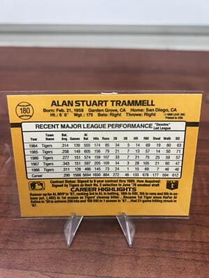 Cheap Sneaks Footwear/Sports Cards Baseball Card Alan Trammell 1989 Donruss #180d Detroit Tigers
