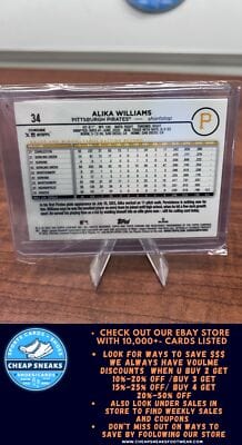 Cheap Sneaks Footwear/Sports Cards Baseball Card Alika Williams RC 2024 Topps Chrome Aqua Lava Refractors #34 /199