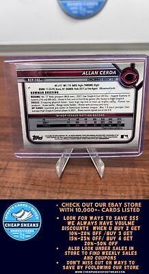 Cheap Sneaks Footwear/Sports Cards Baseball Card Allan Cerda SN 2022 Bowman Sapphire Edition Orange #BCP-142 Cincinnati