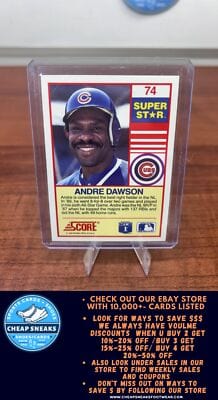 Cheap Sneaks Footwear/Sports Cards Baseball Card Andre Dawson 1990 Score 100 Superstars #74 Chicago Cubs