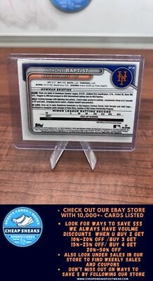 Cheap Sneaks Footwear/Sports Cards Baseball Card Anthony Baptist 2024 Bowman Chrome Prospects Lunar Glow Refractors #BC
