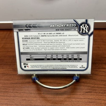 Cheap Sneaks Footwear/Sports Cards Baseball Card Anthony Rizzo 2022 Bowman Baseball Card #76  New York Yankees