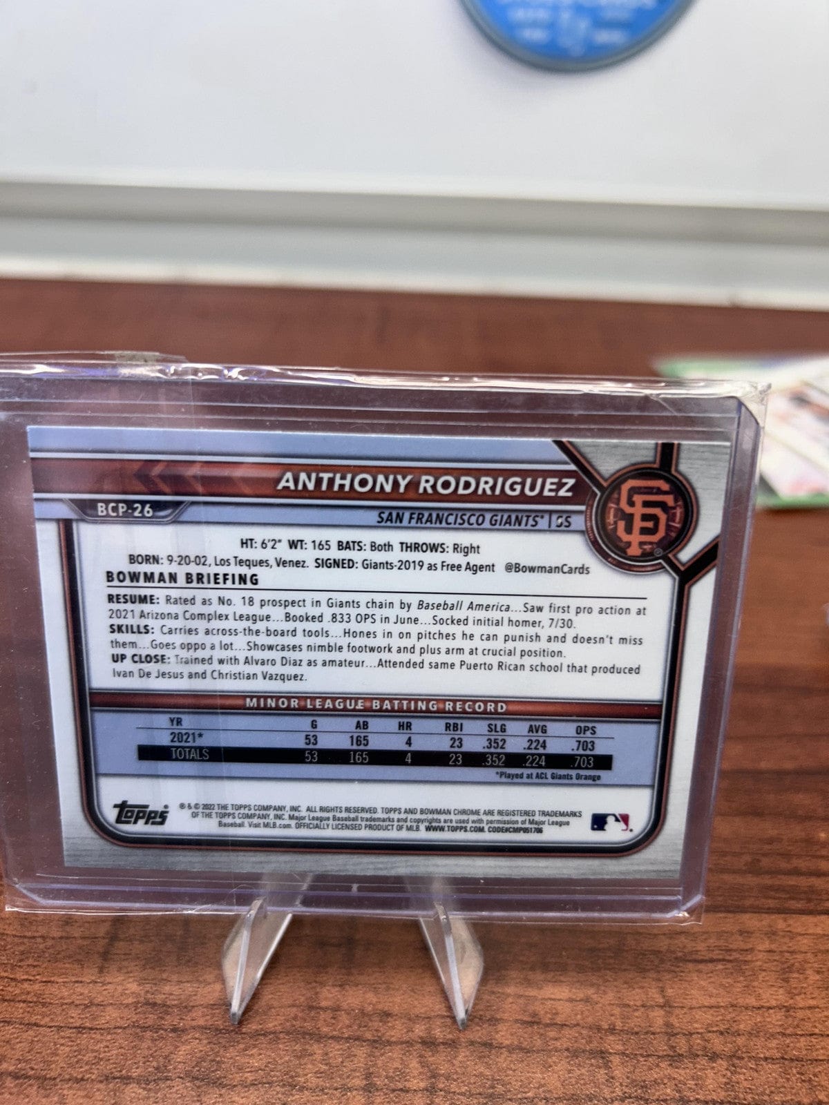Cheap Sneaks Footwear/Sports Cards Baseball Card Anthony Rodriguez 2022 Bowman Chrome Prospects #BCP-26 San Francisco G