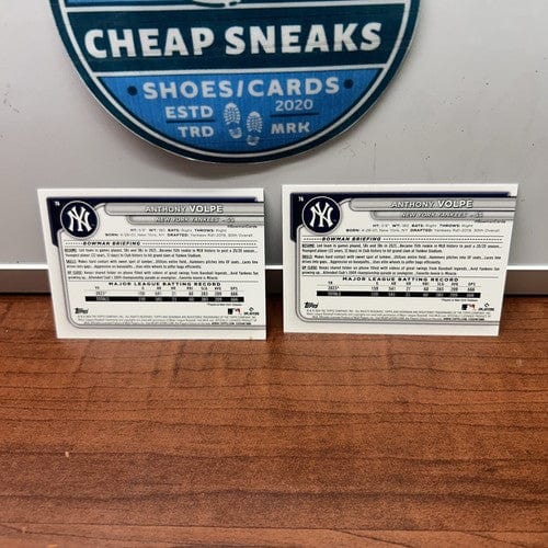 Cheap Sneaks Footwear/Sports Cards Baseball Card Anthony Volpe  2024 Bowman base Paper lot of 2 cards #76 New York Yank