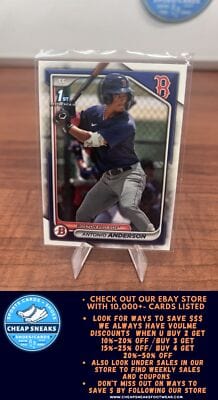 Cheap Sneaks Footwear/Sports Cards Baseball Card Antonio Anderson 2024 Bowman Prospects #BP-20 Boston Red Sox