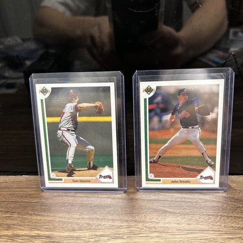 Cheap Sneaks Footwear/Sports Cards Baseball Card Atl Braves Lot(2) 1991 Upper Deck Tom Glavine #480, John Smoltz#264 HO