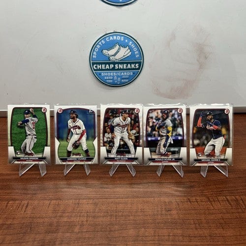 Cheap Sneaks Footwear/Sports Cards Baseball Card Atlanta Braves 2023 Bowman Lot (5) Acuna, Olson, Harris, Tavarez, Gris