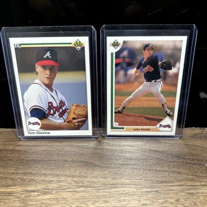 Cheap Sneaks Footwear/Sports Cards Baseball Card Atlanta Braves Lot(2) 91 Upper Deck John Smoltz 90 Upperdeck Tom Glavi