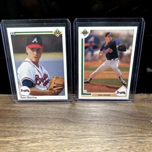 Cheap Sneaks Footwear/Sports Cards Baseball Card Atlanta Braves Lot(2) 91 Upper Deck John Smoltz 90 Upperdeck Tom Glavi