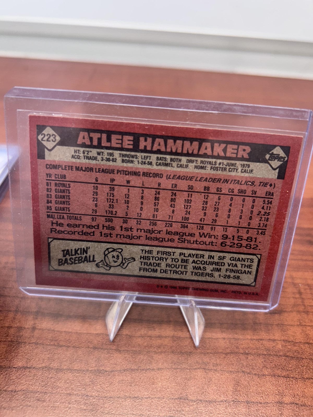Cheap Sneaks Footwear/Sports Cards Baseball Card Atlee Hammaker 1986 Topps #223 San Francisco Giants