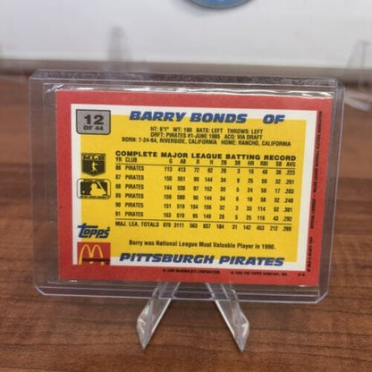 Cheap Sneaks Footwear/Sports Cards Baseball Card BARRY BONDS 1992 Topps McDonald's Best GOLD Insert #12 of 44. Pirates