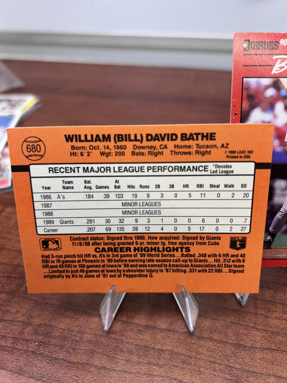 Cheap Sneaks Footwear/Sports Cards Baseball Card Bill Bathe 1990 Donruss #680 San Francisco Giants