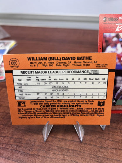 Cheap Sneaks Footwear/Sports Cards Baseball Card Bill Bathe 1990 Donruss #680 San Francisco Giants