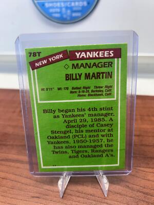 Cheap Sneaks Footwear/Sports Cards Baseball Card Billy Martin 1985 Topps Traded #78T New York Yankees