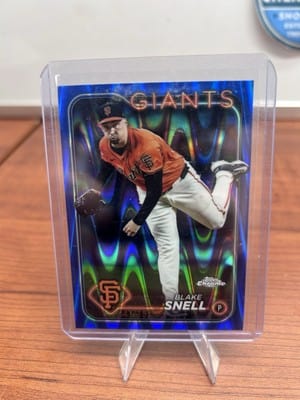 Cheap Sneaks Footwear/Sports Cards Baseball Card Blake Snell 2024 Topps Chrome Update Series Blue RayWave Refractor #US