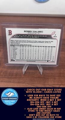 Cheap Sneaks Footwear/Sports Cards Baseball Card Bobby Dalbec 2022 Topps #7 Boston Red Sox