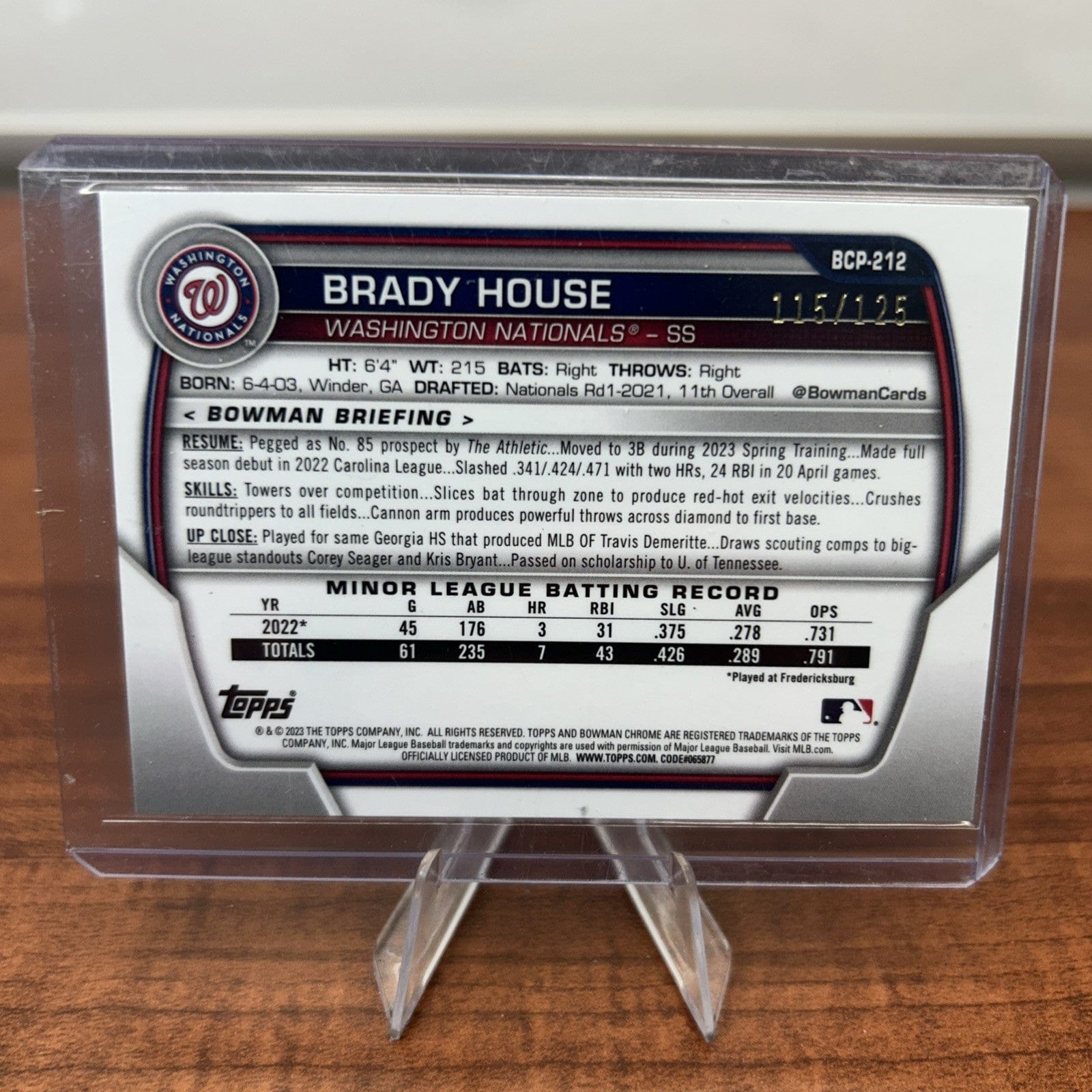 Cheap Sneaks Footwear/Sports Cards Baseball Card Brady House 2023 Bowman Chrome Aqua Refractor /125 Washington National