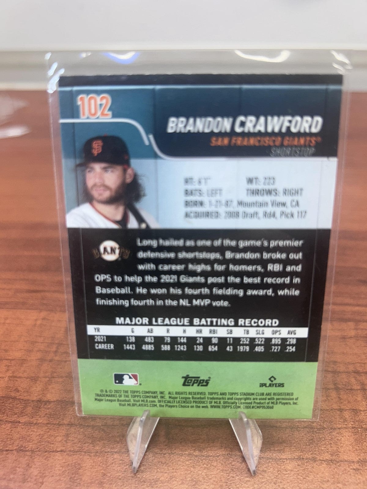 Cheap Sneaks Footwear/Sports Cards Baseball Card Brandon Crawford 2022 Stadium Club Red Foil #102 San Francisco Giants