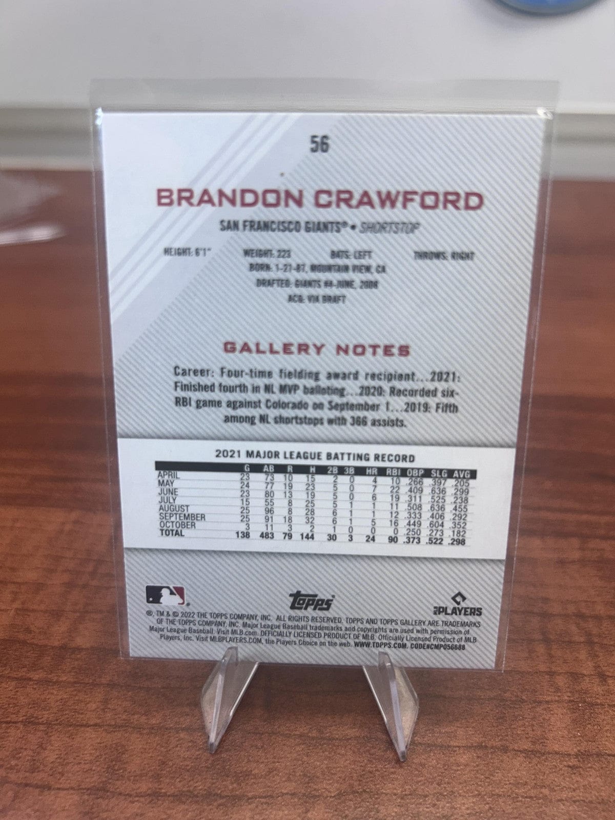 Cheap Sneaks Footwear/Sports Cards Baseball Card Brandon Crawford 2022 Topps Gallery #56 San Francisco Giants