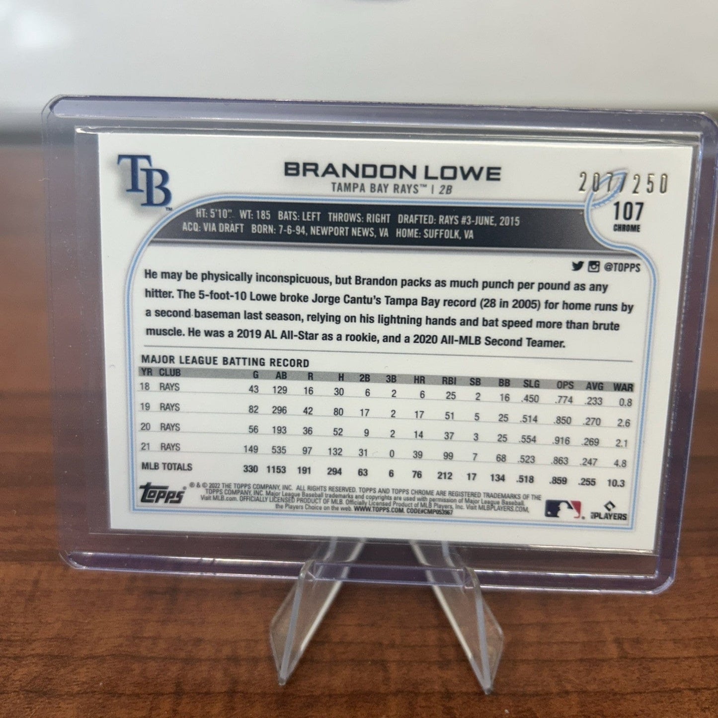 Cheap Sneaks Footwear/Sports Cards Baseball Card Brandon Lowe 2022 Topps Chrome Baseball Purple Refractor#107 TB Rays /