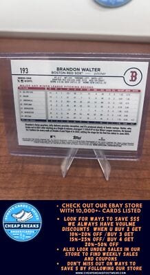 Cheap Sneaks Footwear/Sports Cards Baseball Card Brandon Walter RC 2024 Topps #193 Boston Red Sox