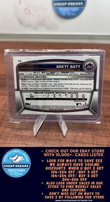 Cheap Sneaks Footwear/Sports Cards Baseball Card Brett Baty RC 2023 Bowman Chrome #15 New York Mets