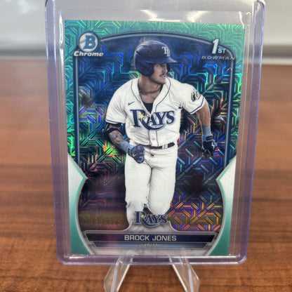 Cheap Sneaks Footwear/Sports Cards Baseball Card Brock Jones 2023 Bowman Chrome Aqua Mega Refractor #BCP-115 TB Rays /