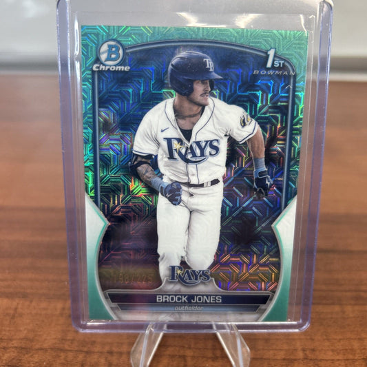 Cheap Sneaks Footwear/Sports Cards Baseball Card Brock Jones 2023 Bowman Chrome Aqua Mega Refractor #BCP-115 TB Rays /