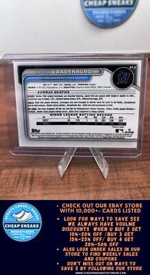 Cheap Sneaks Footwear/Sports Cards Baseball Card Brock Vradenburg 2024 Bowman Chrome Prospects #BCP-62 Marlins + Bonus