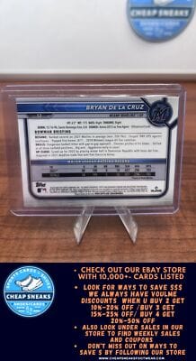 Cheap Sneaks Footwear/Sports Cards Baseball Card Bryan De La Cruz (RC) 2022 Bowman Chrome #52 Marlins + Bonus Card