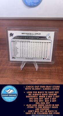 Cheap Sneaks Footwear/Sports Cards Baseball Card Bryan De La Cruz RC 2022 Topps #22 Miami Marlins