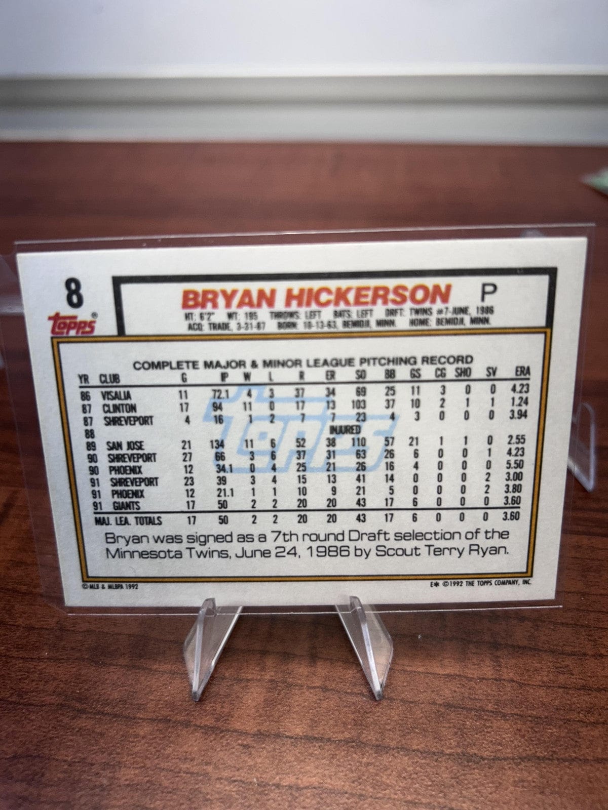 Cheap Sneaks Footwear/Sports Cards Baseball Card Bryan Hickerson RC 1992 Topps #8 San Francisco Giants