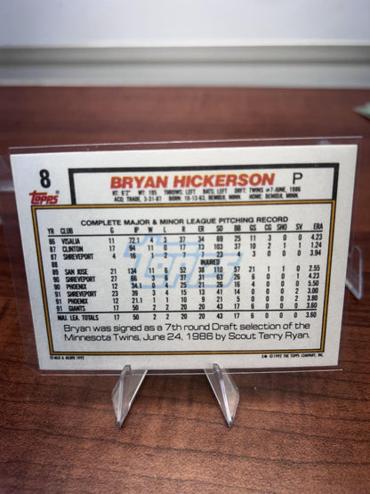Cheap Sneaks Footwear/Sports Cards Baseball Card Bryan Hickerson RC 1992 Topps #8 San Francisco Giants