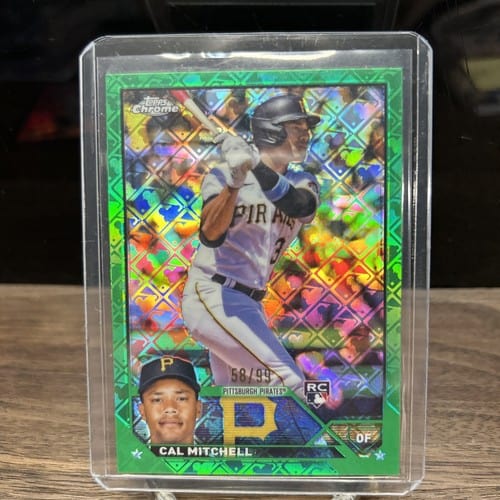 Cheap Sneaks Footwear/Sports Cards Baseball Card CAL MITCHELL (RC) 2023 Topps Chrome Green Logofractor Refractor #108 P