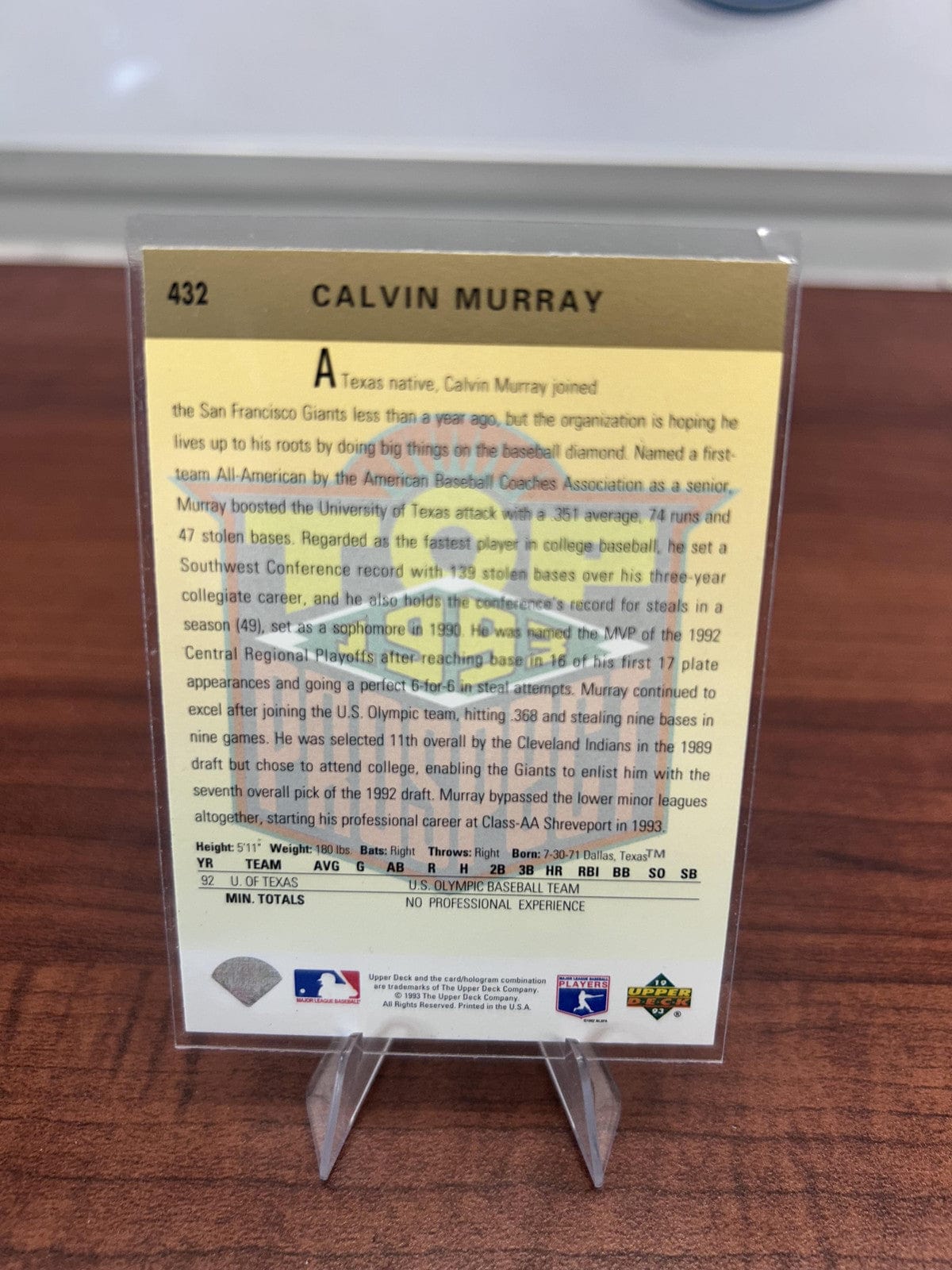 Cheap Sneaks Footwear/Sports Cards Baseball Card Calvin Murray 1993 Upper Deck #432 San Francisco Giants